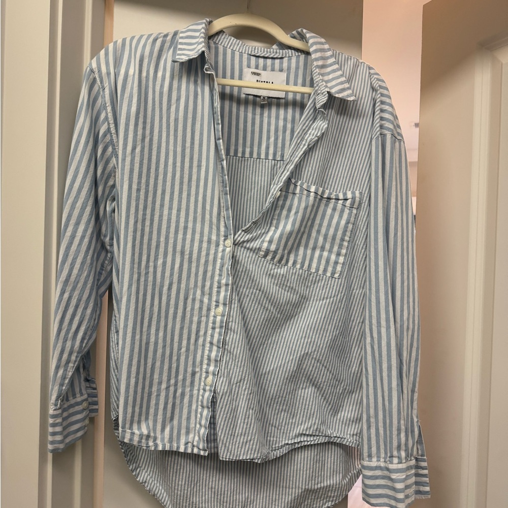 pistola Blue and White Striped Button-Down Shirt - Picture 3 of 4